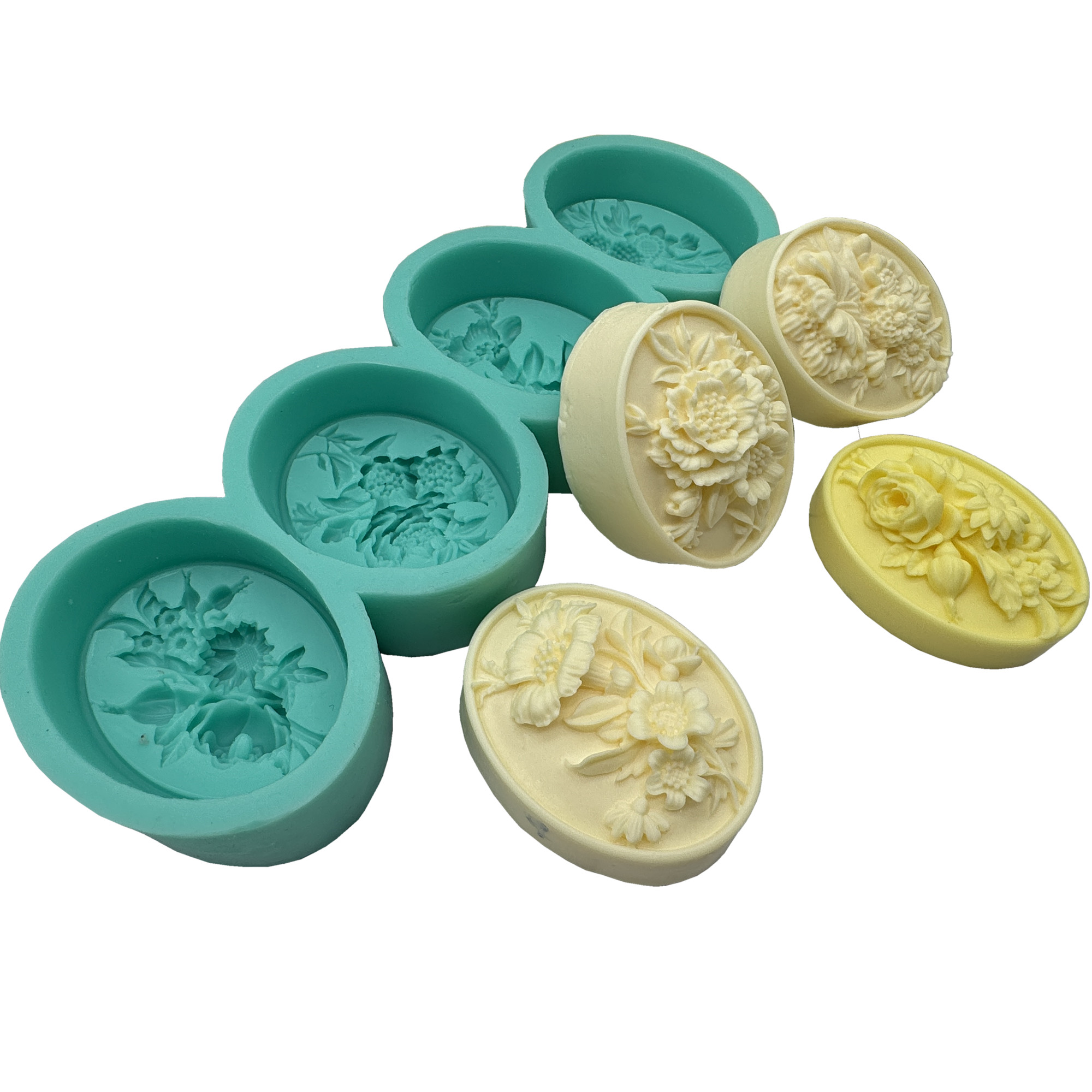 Soap Making Box - 4 cavità ovale fiore 3D sapone